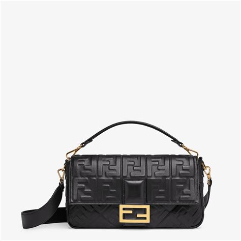 fendi black leather clutch|fendi baguette pouch.